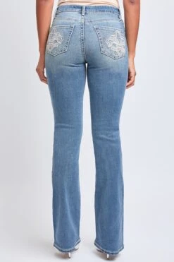 Women's Heavy Stitch Mid Rise Bootcut Stud Jeans -Wana Fashion Shop P011386 08RT 3