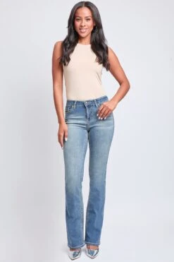 Women's Heavy Stitch Mid Rise Bootcut Stud Jeans -Wana Fashion Shop P011386 08RT 4