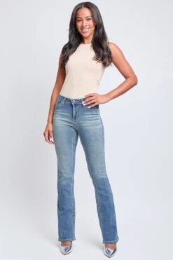Women's Heavy Stitch Mid Rise Bootcut Stud Jeans -Wana Fashion Shop P011386 08RT 5