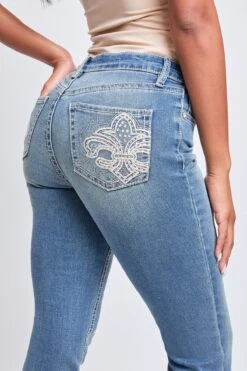 Women's Heavy Stitch Mid Rise Bootcut Stud Jeans -Wana Fashion Shop P011386 08RT 6