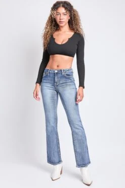 Women's Mid Rise Heavy Stitch Embroidered Bootcut Jeans -Wana Fashion Shop P016886 08M 5