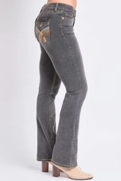 Women's Mid Rise Heavy Stitch Embroidered Bootcut Jeans -Wana Fashion Shop P016886 08W 2
