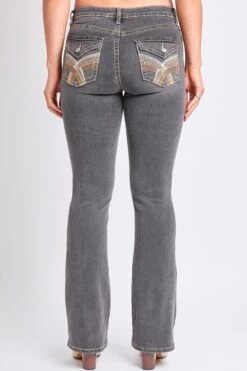 Women's Mid Rise Heavy Stitch Embroidered Bootcut Jeans -Wana Fashion Shop P016886 08W 3