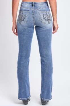 Women's Mid Rise Studded Fleur De Lis Bootcut Jeans -Wana Fashion Shop P016986 02M 3