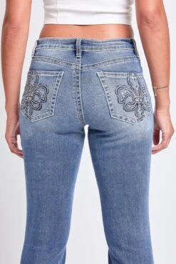 Women's Mid Rise Studded Fleur De Lis Bootcut Jeans -Wana Fashion Shop P016986 02M 5