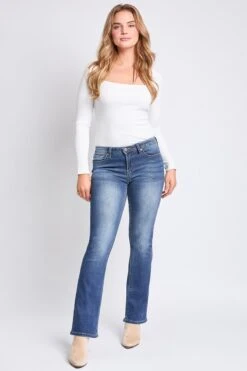 Women's Mid Rise Clean Hem Premium Stitch Bootcut Jeans -Wana Fashion Shop P018386 S08 4