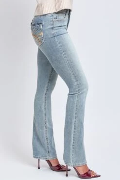 Women's Mid Rise Heavy Stitch Bootcut Loop Studded Jeans -Wana Fashion Shop P020686 08VT 2