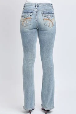 Women's Mid Rise Heavy Stitch Bootcut Loop Studded Jeans -Wana Fashion Shop P020686 08VT 3