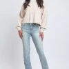 Women's Mid Rise Heavy Stitch Bootcut Loop Studded Jeans