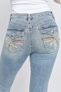 Women's Mid Rise Heavy Stitch Bootcut Loop Studded Jeans -Wana Fashion Shop P020686 08VT 6
