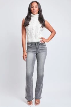 Women's Mid Rise Heavy Stitch Bootcut Loop Studded Jeans -Wana Fashion Shop P020686 08X 4