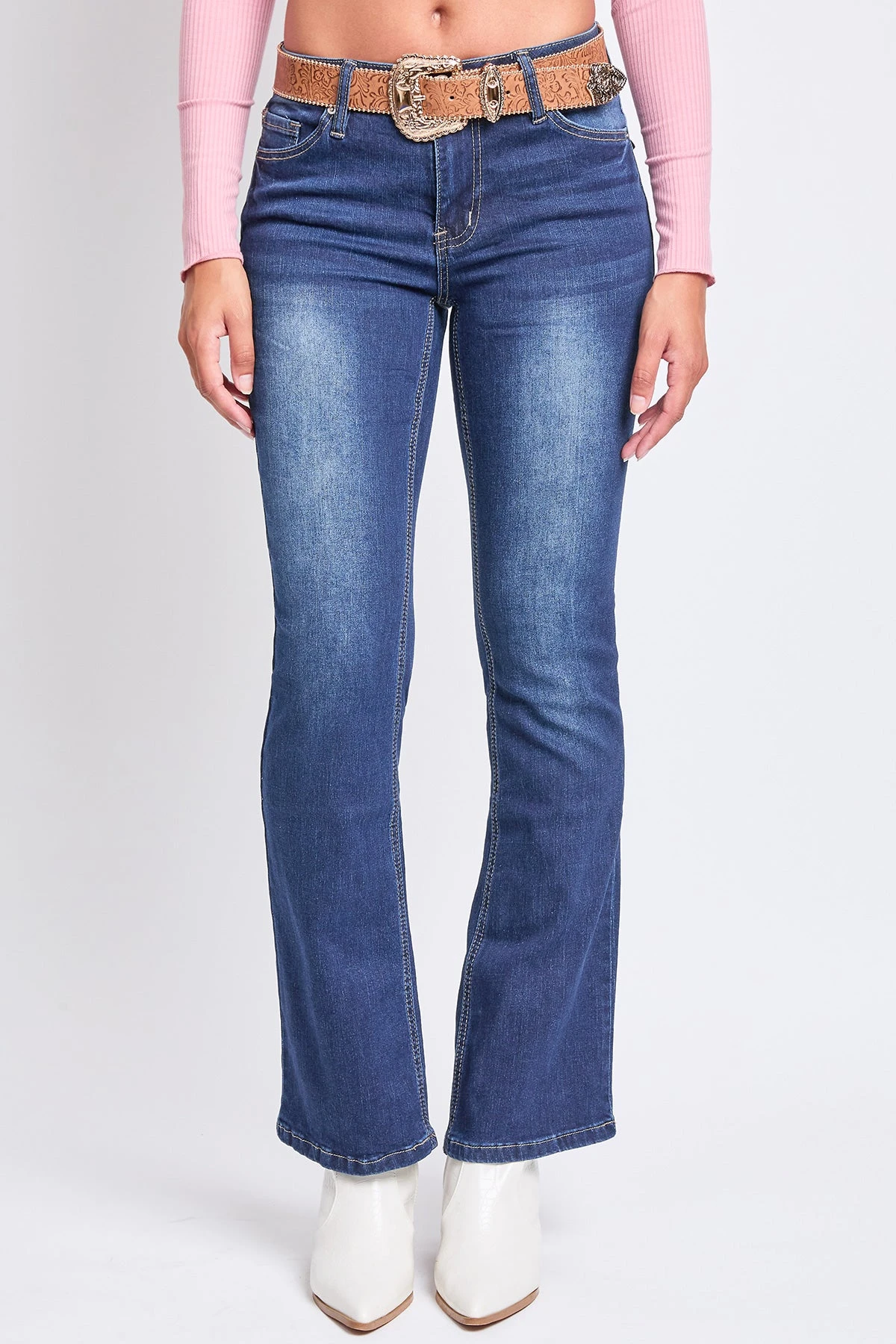 Women's Mid Rise Bootcut Brown Belted Jeans 4 Women's Mid Rise Bootcut Brown Belted Jeans - Image 2