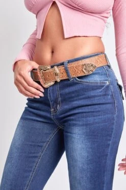 Women's Mid Rise Bootcut Brown Belted Jeans 11 Women's Mid Rise Bootcut Brown Belted Jeans -Wana Fashion Shop P0209B125 N08 2