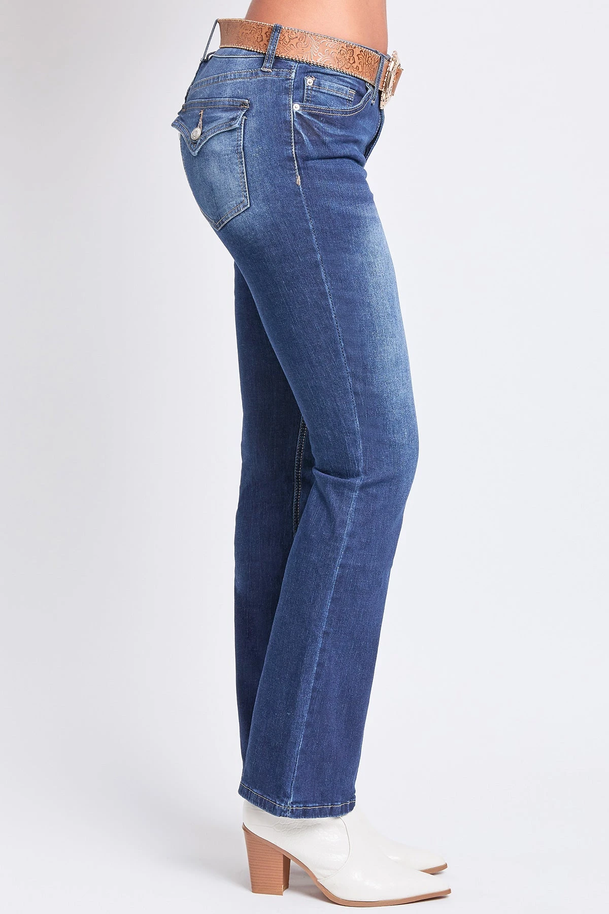 Women's Mid Rise Bootcut Brown Belted Jeans 6 Women's Mid Rise Bootcut Brown Belted Jeans - Image 4