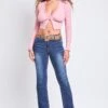 Women's Mid Rise Bootcut Brown Belted Jeans -Wana Fashion Shop P0209B125 N08 7
