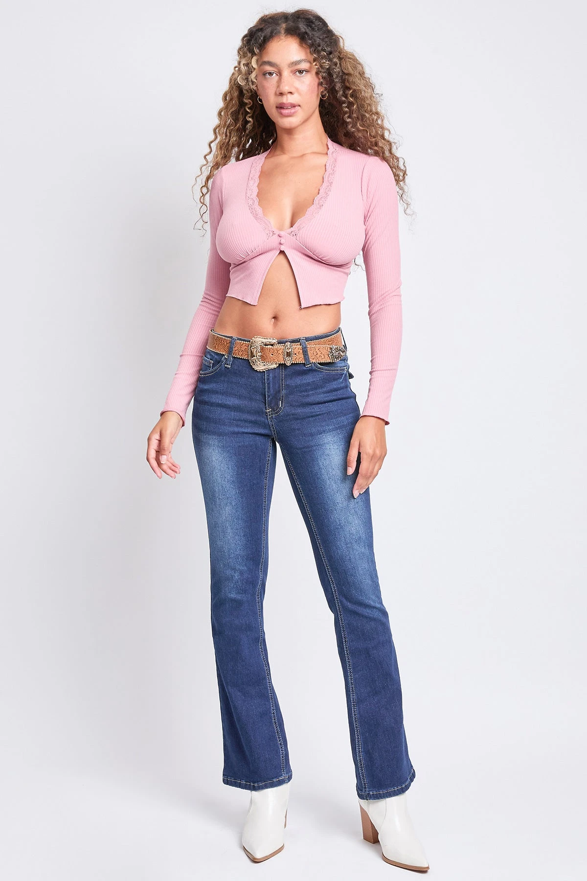 Women's Mid Rise Bootcut Brown Belted Jeans 8 Women's Mid Rise Bootcut Brown Belted Jeans - Image 6