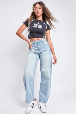 Women's Rigid Detailed Barrel Jeans -Wana Fashion Shop P021976 75LT 6