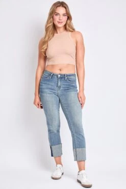 Women's Luxe Dixie High Rise Mega Cuff Straight Leg -Wana Fashion Shop P023360 08MT 6