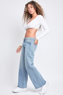 Women's Mid Rise Rigid Detailed Wide Leg Jeans 12 Women's Mid Rise Rigid Detailed Wide Leg Jeans -Wana Fashion Shop P023476 08J 5