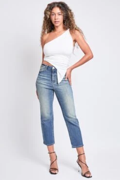 Women's Luxe High Rise Vintage Stretch Straight Leg Jeans -Wana Fashion Shop P027160 247NT 5