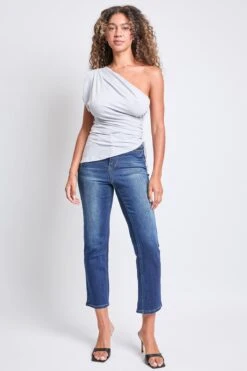Women's Luxe High Rise Vintage Stretch Straight Leg Jeans -Wana Fashion Shop P027160 S247 4