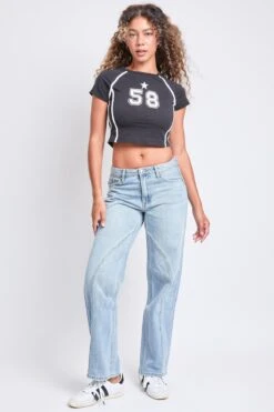 Women's Mid Rise Relaxed Rigid Straight Leg Jeans -Wana Fashion Shop P028576 04A3 5