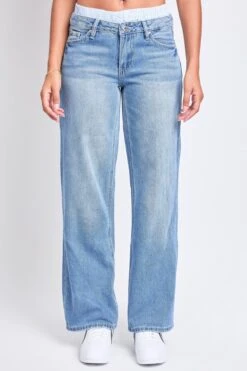 Women's Mid Rise Relax Fit Wide Leg Boxer Jeans 23 Women's Mid Rise Relax Fit Wide Leg Boxer Jeans -Wana Fashion Shop P028776 09C 1