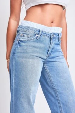 Women's Mid Rise Relax Fit Wide Leg Boxer Jeans 24 Women's Mid Rise Relax Fit Wide Leg Boxer Jeans -Wana Fashion Shop P028776 09C 2