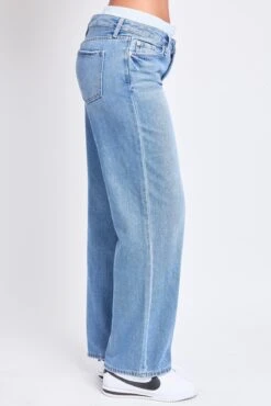 Women's Mid Rise Relax Fit Wide Leg Boxer Jeans 25 Women's Mid Rise Relax Fit Wide Leg Boxer Jeans -Wana Fashion Shop P028776 09C 3