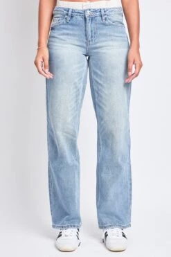 Women's Mid Rise Relax Fit Wide Leg Boxer Jeans 31 Women's Mid Rise Relax Fit Wide Leg Boxer Jeans -Wana Fashion Shop P028776 16CT 1