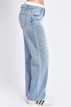 Women's Mid Rise Relax Fit Wide Leg Boxer Jeans 33 Women's Mid Rise Relax Fit Wide Leg Boxer Jeans -Wana Fashion Shop P028776 16CT 3