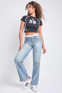 Women's Mid Rise Relax Fit Wide Leg Boxer Jeans 35 Women's Mid Rise Relax Fit Wide Leg Boxer Jeans -Wana Fashion Shop P028776 16CT 6