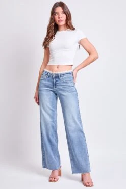 Women's Luxe Lace Trim Wide Leg Jeans