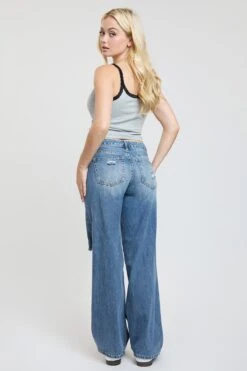 Women's Low Rise Patchwork Straight Leg Jeans -Wana Fashion Shop P050176 248Y 7