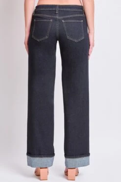 Women's Brittany Low Rise Wide Leg Cuff Jeans -Wana Fashion Shop P053375 D137 3
