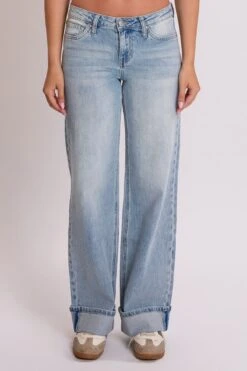 Women's Luxe Brittany Low Rise Wide Leg Cuff Jeans 18 Women's Luxe Brittany Low Rise Wide Leg Cuff Jeans -Wana Fashion Shop P053399 08VT 1 1