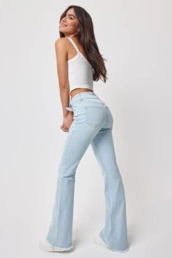 Women's Belted Flare Jeans -Wana Fashion Shop P104050 Q08 LS1