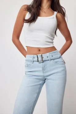 Women's Belted Flare Jeans -Wana Fashion Shop P104050 Q08 LS2