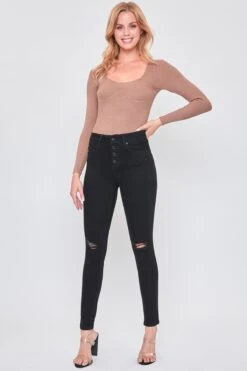 Women's Sustainable WannaBettaButt Button Fly Skinny Jeans -Wana Fashion Shop P111151N W2777 1