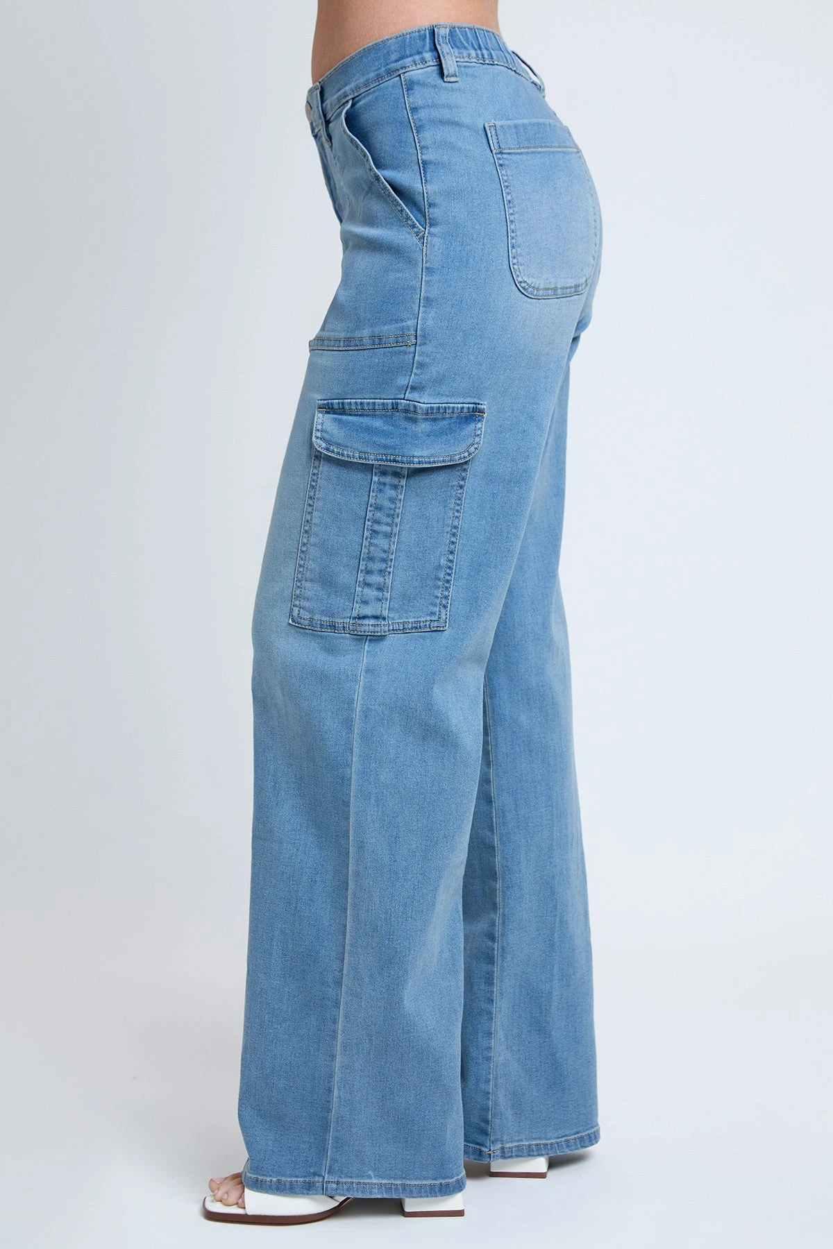 Women's Elastic Waist Straight Leg Cargo Jean 18 Women's Elastic Waist Straight Leg Cargo Jean - Image 16