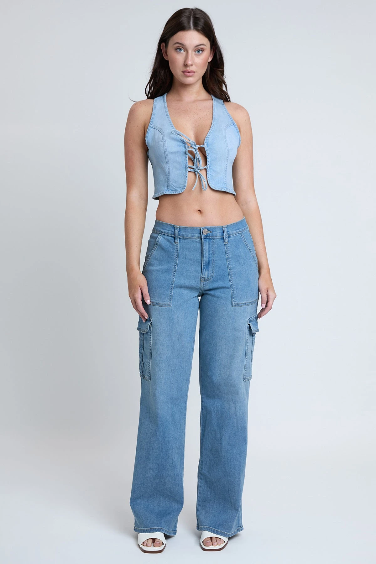 Women's Elastic Waist Straight Leg Cargo Jean 21 Women's Elastic Waist Straight Leg Cargo Jean - Image 19