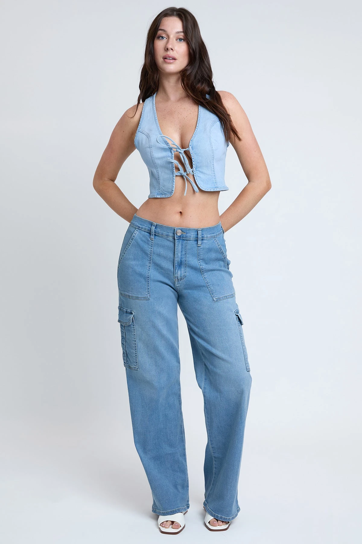 Women's Elastic Waist Straight Leg Cargo Jean 16 Women's Elastic Waist Straight Leg Cargo Jean - Image 14