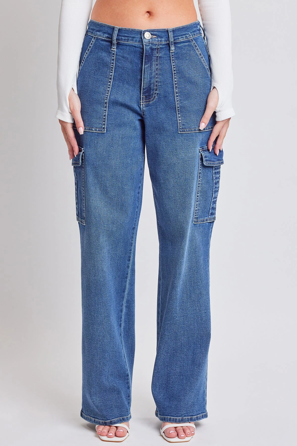 Women's Elastic Waist Straight Leg Cargo Jean 10 Women's Elastic Waist Straight Leg Cargo Jean - Image 8