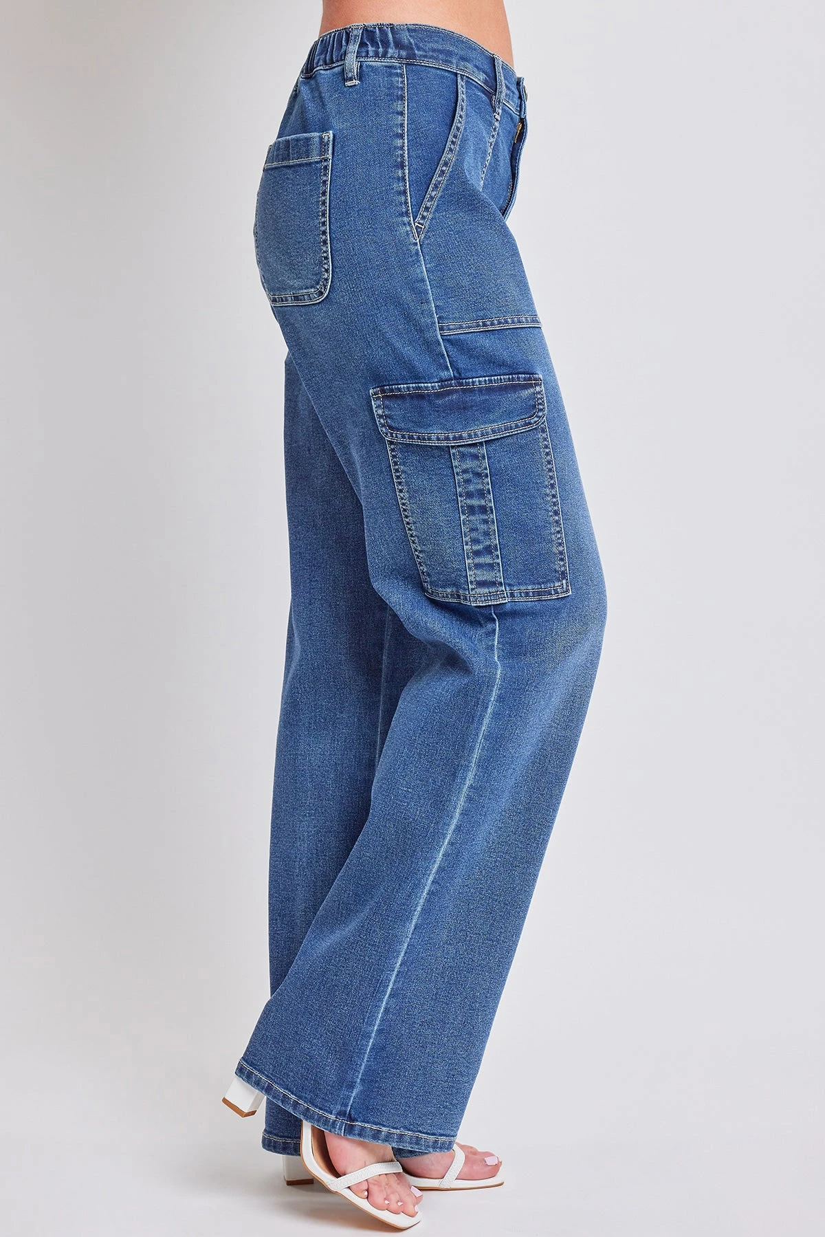Women's Elastic Waist Straight Leg Cargo Jean 11 Women's Elastic Waist Straight Leg Cargo Jean - Image 9