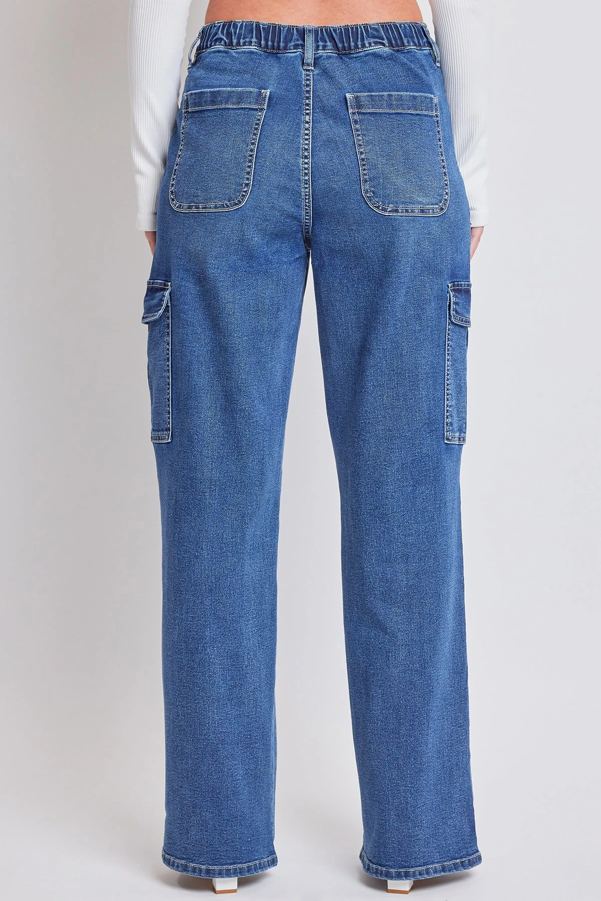 Women's Elastic Waist Straight Leg Cargo Jean 13 Women's Elastic Waist Straight Leg Cargo Jean - Image 11