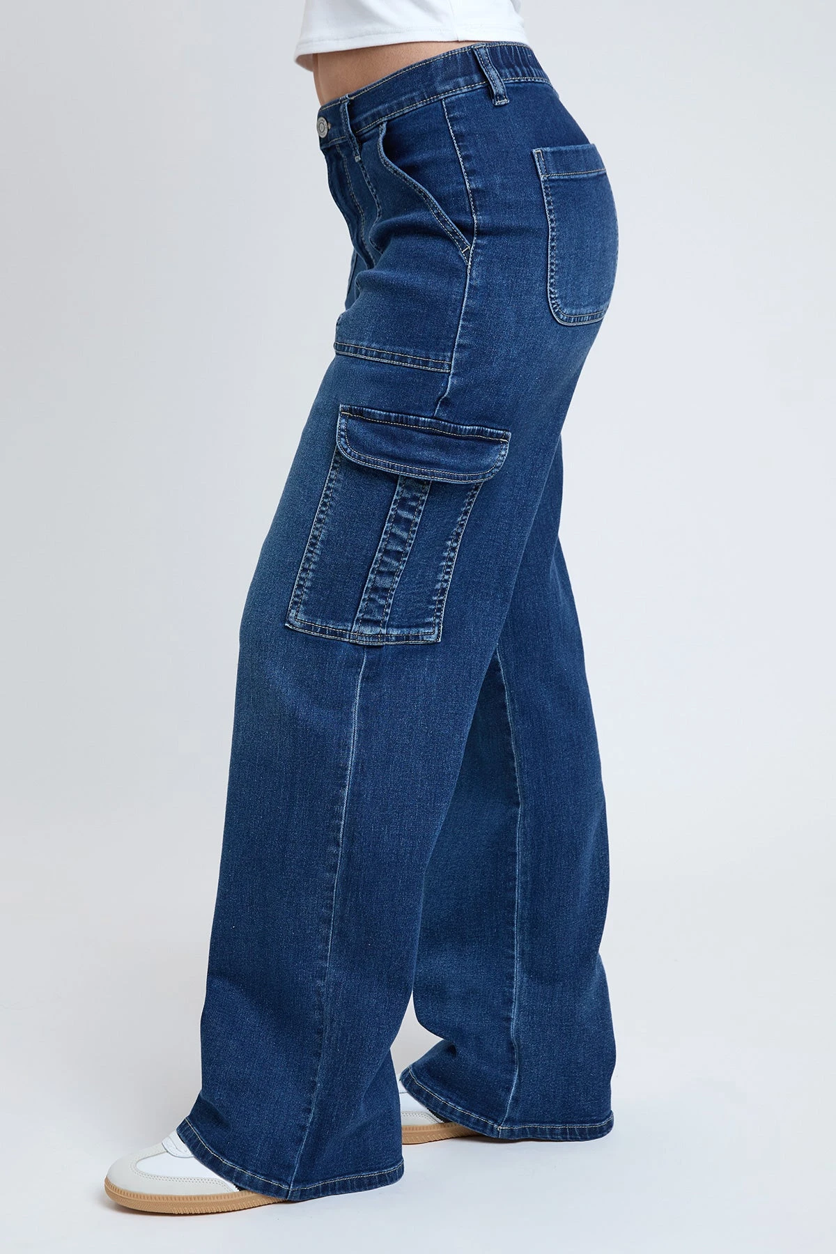 Women's Elastic Waist Straight Leg Cargo Jean 6 Women's Elastic Waist Straight Leg Cargo Jean - Image 4