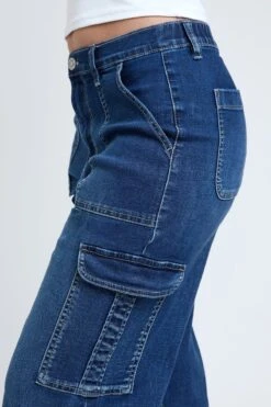 Women's Elastic Waist Straight Leg Cargo Jean 25 Women's Elastic Waist Straight Leg Cargo Jean -Wana Fashion Shop P114740 S36 5