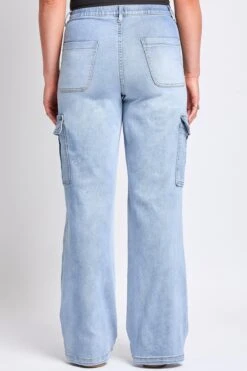 Women's High Rise Elastic Waist Cargo Straight Leg Jeans -Wana Fashion Shop P114762 36C 3