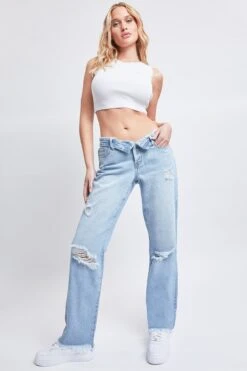 Women's Dream With Fold-Over Waist Low Rise Jeans -Wana Fashion Shop P123268 L2856 1