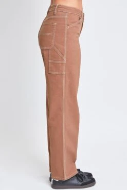 Women's High Rise Carpenter Straight Leg Pants -Wana Fashion Shop P152021 BROWN 3